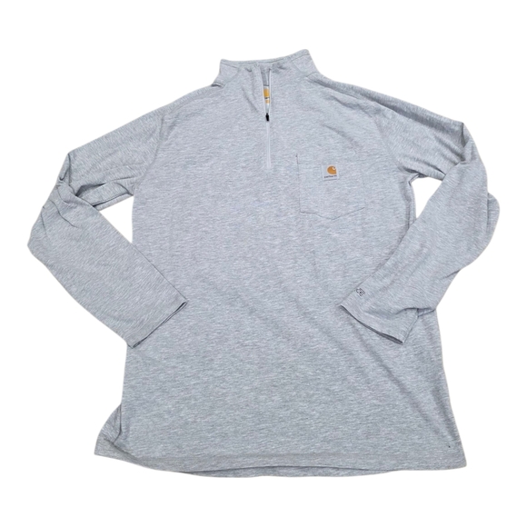 Carhartt Gray Force Relaxed Fit Midweight Long-Sleeve Quarter-Zip T-Shirt M - Picture 2 of 5